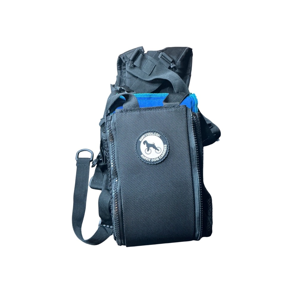 Ruffit Dog Carrier Backpack Black Blue Hands Free Pet Travel Hiking Biking Small